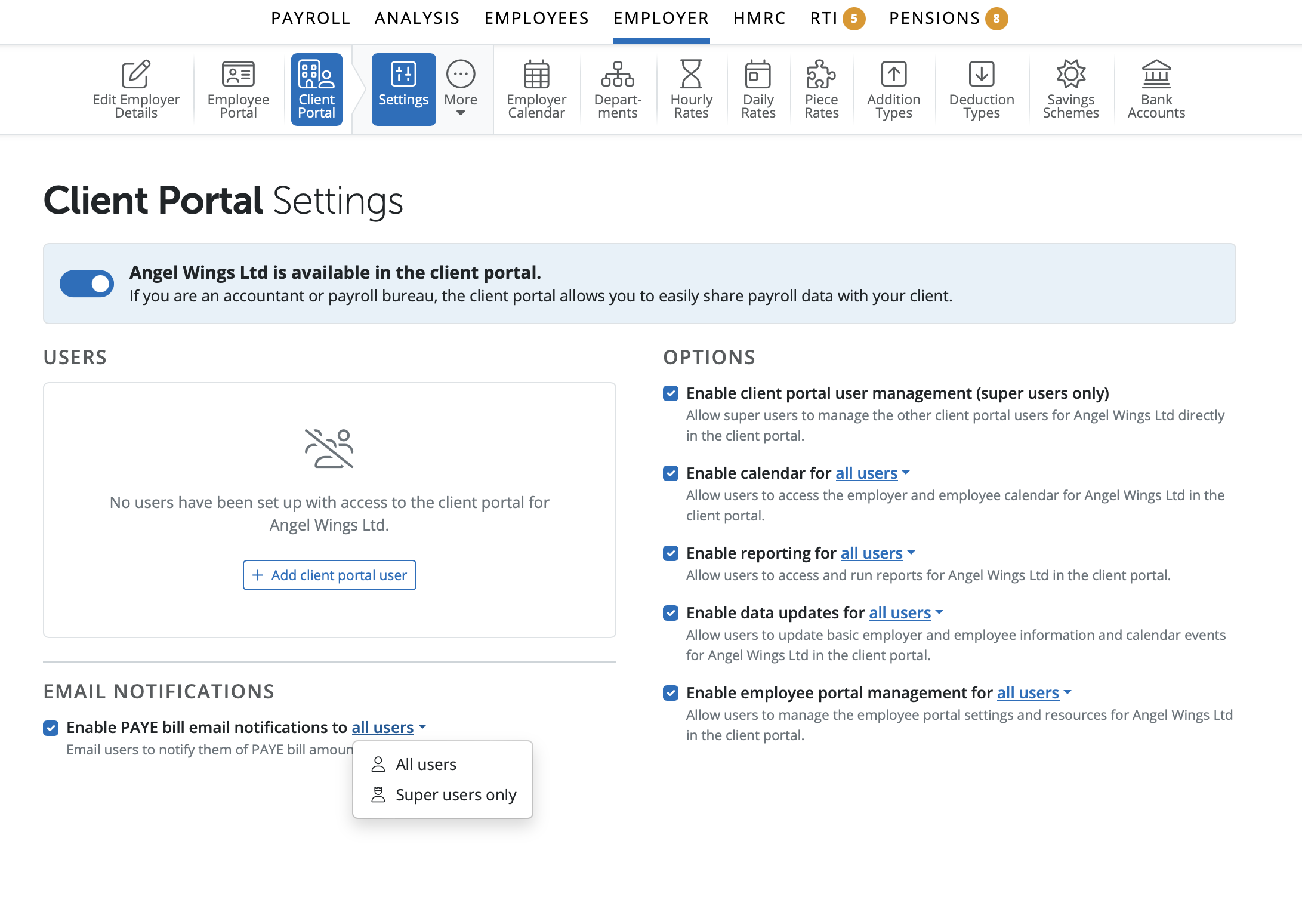 Enabling and Managing HMRC Liability Reminder Emails – BrightPay UK